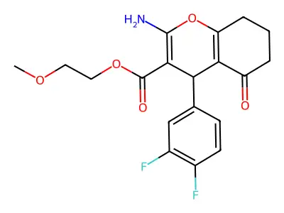 2-methoxyethyl 2-amino-4-(3,4-difluorophenyl)-5-oxo-5,6,7,8-tetrahydro-4H-chromene-3-carboxylate structure