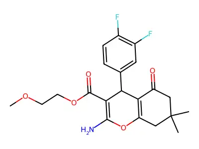 2-methoxyethyl 2-amino-4-(3,4-difluorophenyl)-7,7-dimethyl-5-oxo-5,6,7,8-tetrahydro-4H-chromene-3-carboxylate structure