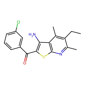 (3-Amino-5-ethyl-4,6-dimethylthieno[2,3-b]pyridin-2-yl)(3-chlorophenyl)methanone structure