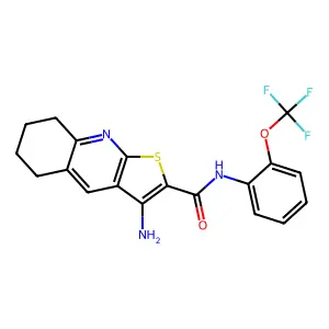 3-amino-N-[2-(trifluoromethoxy)phenyl]-5,6,7,8-tetrahydrothieno[2,3-b]quinoline-2-carboxamide structure