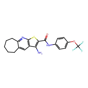 3-amino-N-[4-(trifluoromethoxy)phenyl]-6,7,8,9-tetrahydro-5H-cyclohepta[b]thieno[3,2-e]pyridine-2-carboxamide structure