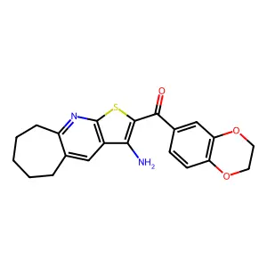 (3-amino-6,7,8,9-tetrahydro-5H-cyclohepta[b]thieno[3,2-e]pyridin-2-yl)(2,3-dihydro-1,4-benzodioxin-6-yl)methanone structure