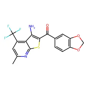 [3-amino-6-methyl-4-(trifluoromethyl)thieno[2,3-b]pyridin-2-yl]-(1,3-benzodioxol-5-yl)methanone structure