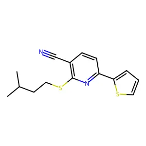 2-(Isopentylsulfanyl)-6-(2-thienyl)nicotinonitrile structure