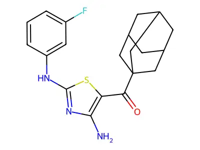 1-Adamantyl-[4-amino-2-(3-fluoroanilino)-1,3-thiazol-5-yl]methanone structure