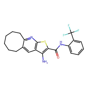3-amino-N-[2-(trifluoromethyl)phenyl]-5,6,7,8,9,10-hexahydrocycloocta[b]thieno[3,2-e]pyridine-2-carboxamide structure