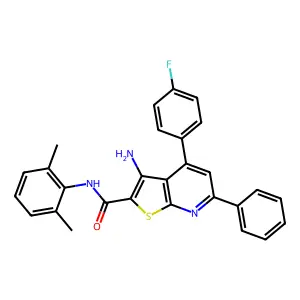3-amino-N-(2,6-dimethylphenyl)-4-(4-fluorophenyl)-6-phenylthieno[2,3-b]pyridine-2-carboxamide structure