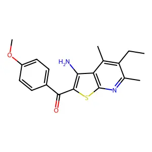 (3-amino-5-ethyl-4,6-dimethylthieno[2,3-b]pyridin-2-yl)(4-methoxyphenyl)methanone structure