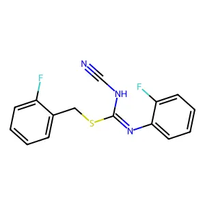 2-fluorobenzyl N'-cyano-N-(2-fluorophenyl)carbamimidothioate structure