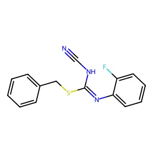 benzyl N-cyano-N'-(2-fluorophenyl)carbamimidothioate structure