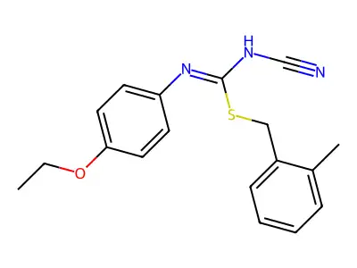 2-methylbenzyl N'-cyano-N-(4-ethoxyphenyl)carbamimidothioate structure