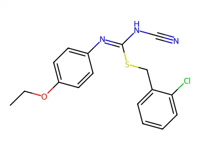 2-chlorobenzyl N'-cyano-N-(4-ethoxyphenyl)carbamimidothioate structure