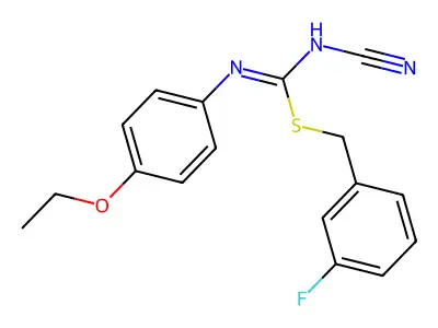 3-fluorobenzyl N'-cyano-N-(4-ethoxyphenyl)carbamimidothioate structure