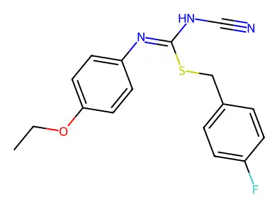 (4-fluorophenyl)methyl N-cyano-N'-(4-ethoxyphenyl)carbamimidothioate structure