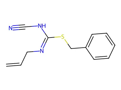 benzyl N-cyano-N'-prop-2-enylcarbamimidothioate structure
