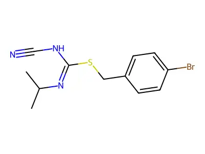 (4-bromophenyl)methyl N-cyano-N'-propan-2-ylcarbamimidothioate structure