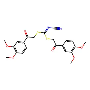 Bis[[2-(3,4-dimethoxyphenyl)-2-oxoethyl]sulfanyl]methylidenecyanamide structure