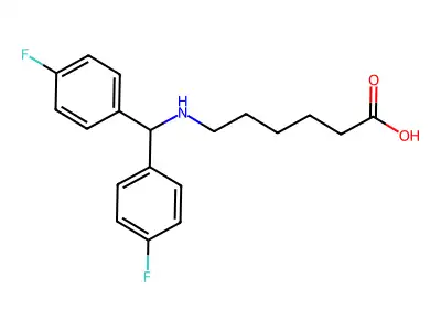 6-{[Bis(4-fluorophenyl)methyl]amino}hexanoic acid structure