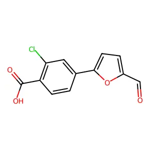 2-Chloro-4-(5-formylfuran-2-yl)benzoic acid structure