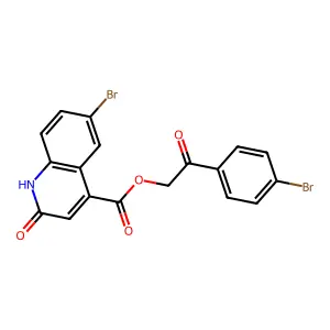 4-Quinolinecarboxylic acid,6-bromo-1,2-dihydro-2-oxo-,2-(4-bromophenyl)-2-oxoethyl ester structure