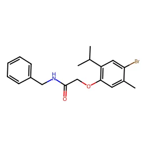 N-benzyl-2-(4-bromo-2-isopropyl-5-methylphenoxy)acetamide structure