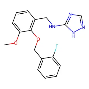 N-[[2-[(2-fluorophenyl)methoxy]-3-methoxyphenyl]methyl]-1H-1,2,4-triazol-5-amine structure