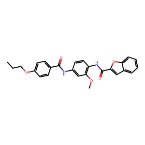 N-{2-methoxy-4-[(4-propoxybenzoyl)amino]phenyl}-1-benzofuran-2-carboxamide structure