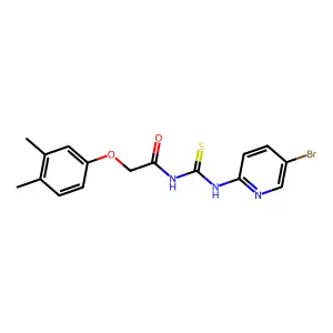 N-[(5-bromopyridin-2-yl)carbamothioyl]-2-(3,4-dimethylphenoxy)acetamide structure