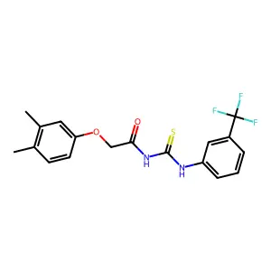 2-(3,4-dimethylphenoxy)-N-[[3-(trifluoromethyl)phenyl]carbamothioyl]acetamide structure