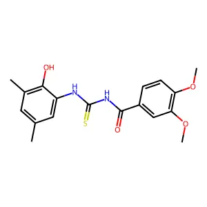 N-[(2-hydroxy-3,5-dimethylphenyl)carbamothioyl]-3,4-dimethoxybenzamide structure