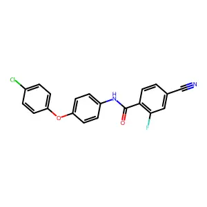 N-[4-(4-chlorophenoxy)phenyl]-4-cyano-2-fluorobenzamide structure
