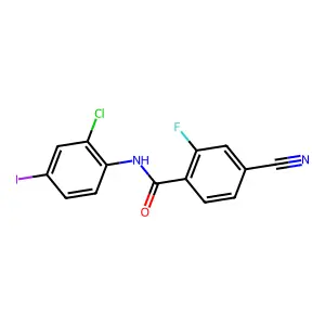 N-(2-chloro-4-iodophenyl)-4-cyano-2-fluorobenzamide structure
