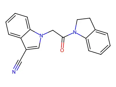 1-[2-(2,3-dihydro-1H-indol-1-yl)-2-oxoethyl]-1H-indole-3-carbonitrile structure