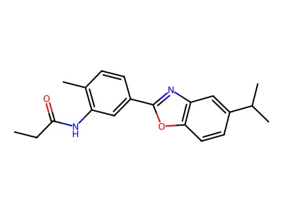 N-[5-(5-isopropyl-1,3-benzoxazol-2-yl)-2-methylphenyl]propanamide structure