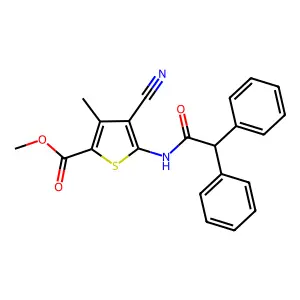 Methyl 4-cyano-5-(2,2-diphenylacetamido)-3-methylthiophene-2-carboxylate structure