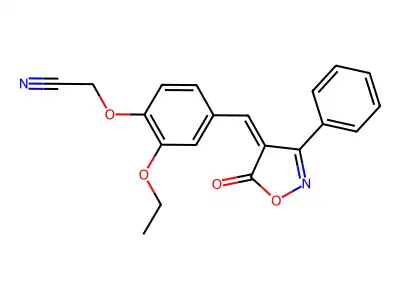 2-[2-Ethoxy-4-[(5-oxo-3-phenyl-4(5H)-isoxazolylidene)methyl]phenoxy]acetonitrile structure