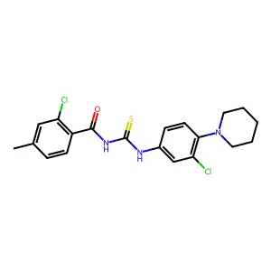 2-chloro-N-[(3-chloro-4-piperidin-1-ylphenyl)carbamothioyl]-4-methylbenzamide structure