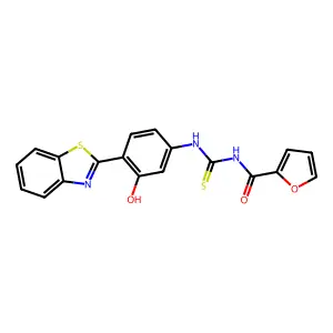 N-{[4-(1,3-benzothiazol-2-yl)-3-hydroxyphenyl]carbamothioyl}furan-2-carboxamide structure