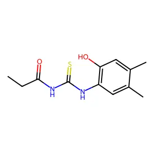 N-[(2-hydroxy-4,5-dimethylphenyl)carbamothioyl]propanamide structure