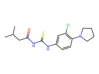 N-[(3-chloro-4-pyrrolidin-1-ylphenyl)carbamothioyl]-3-methylbutanamide structure