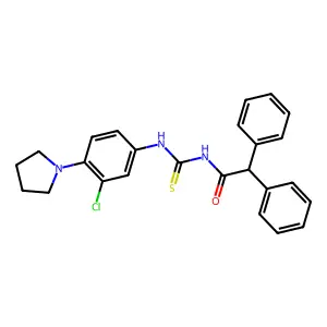 N-[(3-chloro-4-pyrrolidin-1-ylphenyl)carbamothioyl]-2,2-diphenylacetamide structure
