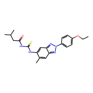 N-[[2-(4-ethoxyphenyl)-6-methylbenzotriazol-5-yl]carbamothioyl]-3-methylbutanamide structure