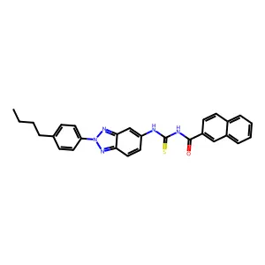 N-[[2-(4-butylphenyl)benzotriazol-5-yl]carbamothioyl]naphthalene-2-carboxamide structure