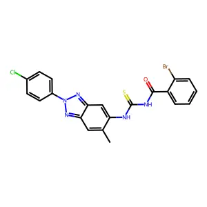 2-bromo-N-[[2-(4-chlorophenyl)-6-methylbenzotriazol-5-yl]carbamothioyl]benzamide structure
