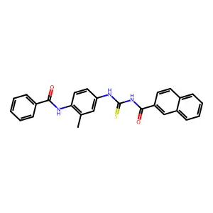 N-[(4-benzamido-3-methylphenyl)carbamothioyl]naphthalene-2-carboxamide structure