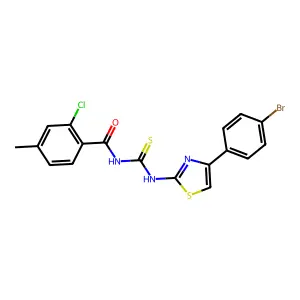 N-[[4-(4-bromophenyl)-1,3-thiazol-2-yl]carbamothioyl]-2-chloro-4-methylbenzamide structure
