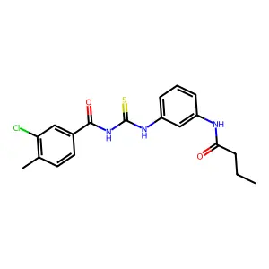 N-[[3-(butanoylamino)phenyl]carbamothioyl]-3-chloro-4-methylbenzamide structure