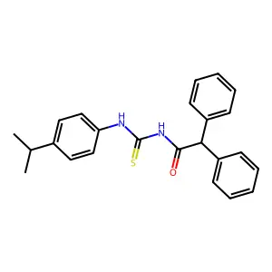 2,2-diphenyl-N-[(4-propan-2-ylphenyl)carbamothioyl]acetamide structure