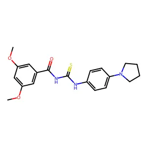 3,5-dimethoxy-N-[(4-pyrrolidin-1-ylphenyl)carbamothioyl]benzamide structure