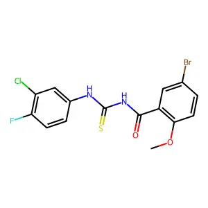 5-bromo-N-[(3-chloro-4-fluorophenyl)carbamothioyl]-2-methoxybenzamide structure